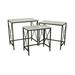 Benjara Zoe Plant Stand Table Set of 3 Metal Rectangular Marble Top Black Metal