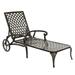76 Aluminum Recliner Chair with Wheels Outdoor Chaise Lounge Chair with Backrest Adjustable and Adjustable Foot Pads Breathable Cross Weave Recliner Chair for Patio Pool Beach Yard Bronze