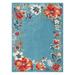 TOWN & COUNTRY EVERYDAY Hibiscus Bloom Border Modern Floral Indoor Outdoor Area Rug UV Fade Resistant High-Low Pile Light Blue/Red/Ivory 3 11 x5 2