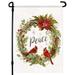 Home4Ever Christmas Peace Garden Flag Double Sided Christmas Flag 12x18 Poinsettia and Red Cardinals Wreath Winter Garden Flag Christmas House Flags for Yard Lawn Porch Winter Garden Decorations