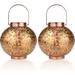 2 Pack Solar Lanterns Outdoor Waterproof Hanging Solar Powered Lantern Warm White Retro Garden Lanterns Hollowed-Out Metal Lantern Outdoor Decorative Lights for Yard Lawn Porch Pathway Landscape