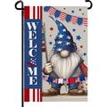 YCHII Patriotic Gnome Garden Flag for Labor Day Double Sided Welcome Burlap Yard Flags Celebrate Labor Day Firework Garden Flags Holiday Yard Outside Outdoor Decoration