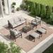 Royalcraft Outdoor Patio Furniture Set 6 Piece Patio Conversation Set with Coffee Table and Ottomans Metal Furniture Set for Porch Backyard Garden Grey