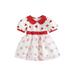 Qtinghua Toddler Baby Girl Valentineâ€™s Day Dress Short Sleeve Doll Collar Heart Print Tulle Dress A-Line Dress White 2-3 Years