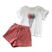 T-shirt Toddler Outfits Clothes Tee Set Sleeve 2PCS Ruffle Baby Short Trim Girls Patched Kids Shorts + Mesh Girls Outfits&Set