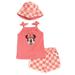 Disney Minnie Mouse Newborn Baby Girls Tank Top Active Retro Dolphin Shorts and Hat 3 Piece Newborn to Infant