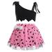 Tosmy Toddler Kids Caveman Girls Outfits Dog Bones Historical Cavegirl Vest Tops Mesh Tulle Skirts Princess Outfits Cute Clothes