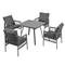 Merax Garten-Essgruppe, Gartenmöbel-Set (5-teiliges Esstisch-Set, 4 Sessel, 1 Tisch), PE-Rattan, mit verstellbaren Füßen, grau
