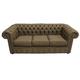 Chesterfield 3 Seater Settee Charles Linen Coffee Brown Sofa STOCK