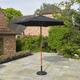 2.4M Garden Patio Parasol Umbrella Large Wooden Garden Furniture Black