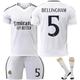 (XL) 24-25 Real Madrid Home Soccer Jersey Set No.5 BELLINGHAM Training Suit Football Kit Uniform With Socks for Adult Kids