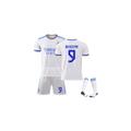 (MCF Away White BENZEMA#9, 8-9 Year#24 Football Kits) Boys Kids Football Kit Sport Training Jersey Top+Shorts+Socks