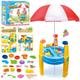 The Magic Toy Shop Umbrella Sand and Water Table Garden Sandpit Play Set Toy Sand Toys