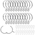 Curtain Rings and Hooks, 20pcs 32mm Internal Diameter Silver Curtain Ring Metal & with Curtain Hooks, Loose Leaf Ring - Easy to Open/Close, Rail for H