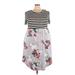 Egs Casual Dress: Gray Floral Motif Dresses - Women's Size 3X