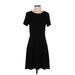 Gap Casual Dress - A-Line Crew Neck Short sleeves: Black Solid Dresses - Women's Size Small Petite