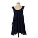 JOA Casual Dress - A-Line: Blue Solid Dresses - Women's Size Small