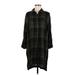 CATHERINE Catherine Malandrino Casual Dress - Shirtdress: Green Plaid Dresses - Women's Size Medium