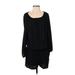 RACHEL Rachel Roy Casual Dress - Mini Scoop Neck Long sleeves: Black Solid Dresses - Women's Size Small