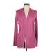 Lety & Me Cardigan Sweater: Pink Solid Sweaters & Sweatshirts - Women's Size Large