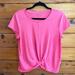 Athleta Tops | Athleta Womens Essence Pink Tee Cap Sleeve Twist Front Short Sleeve Size Small | Color: Pink | Size: S