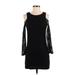 Forever 21 Cocktail Dress - Bodycon Crew Neck Long sleeves: Black Solid Dresses - Women's Size Small