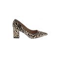 Marc Fisher LTD Heels: Slip On Chunky Heel Cocktail Ivory Leopard Print Shoes - Women's Size 7 - Pointed Toe