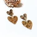 Anthropologie Jewelry | Gold Heart Dangle Earrings M247 | Color: Gold | Size: Os