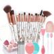 NALsa 15pcs Marble makeup brushes set with makeup sponges with Face washing brush make up brushes makeup tools
