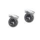 AVLUZ Black Round Clock Shape Cufflinks, Mens Shirt Cuff Links Unique Business Wedding Gifts