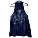 Free People Dresses | Free People Jill's Velvet Sequin Swing Dress Women's Small Navy Blue Mini Prom | Color: Blue | Size: S