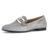 Loafer GABOR, Damen, Gr. 41, grau, Ziegenveloursleder, modisch, Schuhe, Slipper, Festtagsschuh, Schlupfschuh mit edlem Schmuckelement
