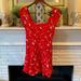 American Eagle Outfitters Dresses | American Eagle New Square Neck Cap Sleeve 90s Red Floral Tie Back Mini Dress S | Color: Red | Size: S