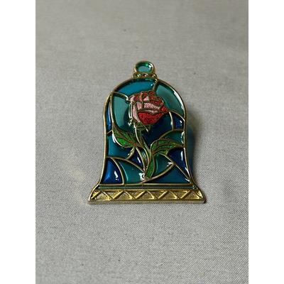 Disney Accessories | Disney Beauty & The Beast Rose Stained Glass Pin | Color: Blue | Size: Os