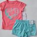 Nike Matching Sets | Nike Girls 2 Piece Shorts Set Athletic Shirt Size 4 5 6 6x Pink | Color: Green/Pink | Size: 5g