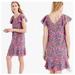 J. Crew Dresses | J. Crew Vibrant Paisley Ruffled Flutter Sleeve 100% Silk Shift Dress | Color: Blue/Pink | Size: 0