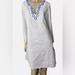 Lilly Pulitzer Dresses | Lilly Pulitzer Bridget Embroidered Caftan Dress Womens Sz Xs White Beaded Tunic | Color: Blue/White | Size: Xs