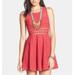 Free People Dresses | Free People | Red Daisy Mini Dress Fit & Flare Cut Out Women’s Size 6 | Color: Red | Size: 6