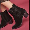 Free People Shoes | Nib Black Suede Braid Detail Western Ankle Boot | Color: Black | Size: 10