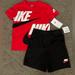 Nike Matching Sets | New Nike 2pc Shirt And Shorts Boys Set, Red/Black, Sizes 5, 6, And 7 | Color: Black/Red | Size: Various