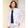 Draper's & Damon's Women's Soft Stretch Denim Embellished Jacket - White - XL