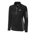 Women's Cutter & Buck Black Green Bay Packers Shaw Hybrid Half-Zip Pullover Jacket