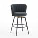 Set of 2 Gray Swivel Bar Stools - High-Back, Adjustable, Upholstered