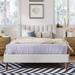 Linen Upholstered Platform Bed with Vertical Channel Tufted Headboard in Full Size