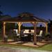 Sunjoy Chapman 11x11 ft. Outdoor Patio Cedar Framed Gazebo with Brown Double Steel Hardtop Roof