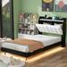 Twin Size Upholstered Platform Bed with LED Strips and 2 USB Port