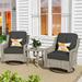 XIZZI 3-Piece Swivel Rocking Chair Rattan Wicker Outdoor Patio Furniture Bistro Set