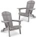Wide Armrests Lawn Chairs Set of 2 Folding Adirondack Chair
