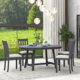 5-Piece Wood Dining Table Set Round Extendable Dining Table with 4 Dining Chairs, Dining Room Table Set for 4 person