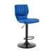 21 Inch Metal and Leatherette Swivel Bar Stool, Black and Blue